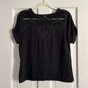 The Kooples Black Lace Accent Blouse